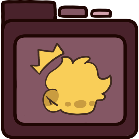 a red file folder with a featureless person on it who is wearing a crown.